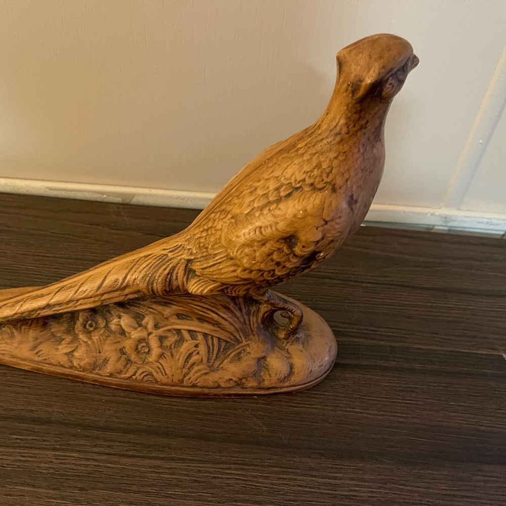 Unique Wood Carved 1968 Vintage Tan Bird Figurine with Date and Artist Signature
